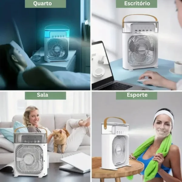 Ventilador de Nebulização Umidificador e Climatizador Sistema com 3 Velocidades Design Compacto Portátil Ideal para Dias Secos - Image 4