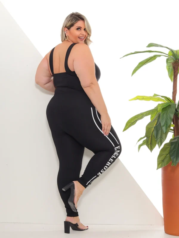 Calça Legging Plus Size Feminina Levanta Bumbum Exclusiva Com Detalhe na Lateral Cintura Alta Comfort Algodão Premium Tendência - Image 2