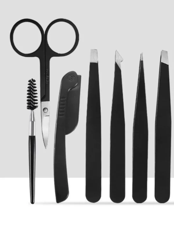 Kit 7 Peças Para Limpeza de Sobrancelha Tesoura/ Pinça/ Escovinha. - Image 2