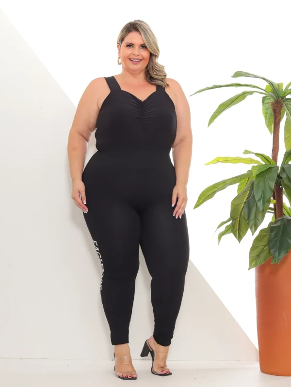 Calça Legging Plus Size Feminina Levanta Bumbum Exclusiva Com Detalhe na Lateral Cintura Alta Comfort Algodão Premium Tendência - Image 4