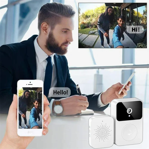 Campainha Com Câmera Vídeo Porteiro Sem Fio Wi-Fi HD Inteligente Smart Home Vê Pelo Celular Recarregável - Image 4