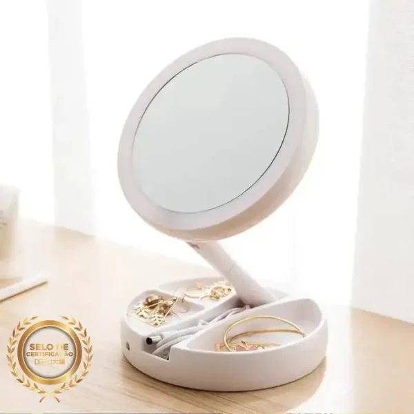 DAFUSHOP Espelho de mesa Luz Led Maquiagem Portátil Pilha USB Aumento até 10X
