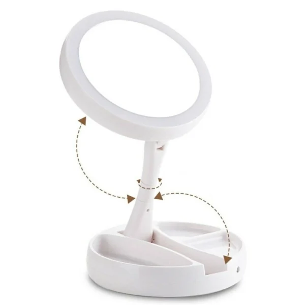 DAFUSHOP Espelho de mesa Luz Led Maquiagem Portátil Pilha USB Aumento até 10X - Image 4