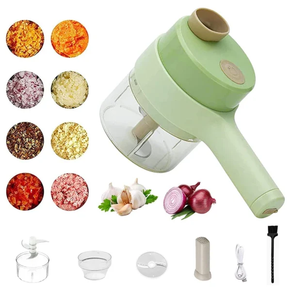 Cortador Elétrico De Legumes 4 Em 1 Sem Fio Alho Com Carregamento USB Triturador Durável Ferramenta De Cozinha - Image 4