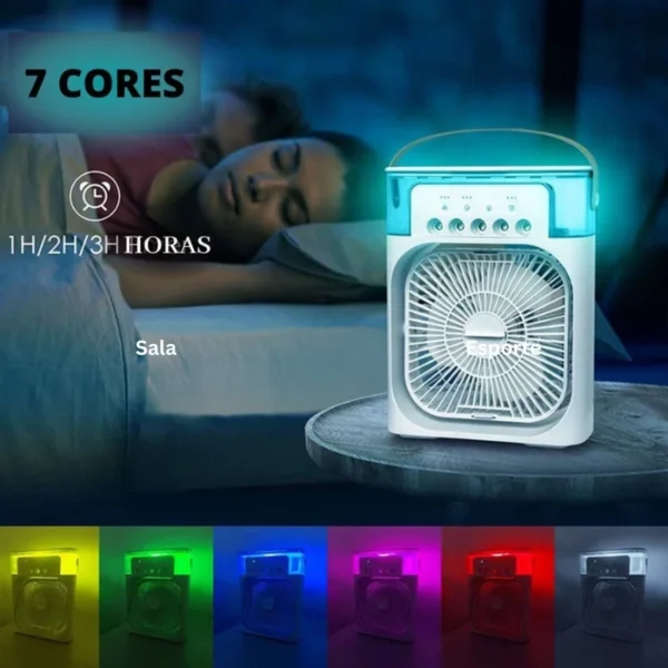 Ventilador de Nebulização Umidificador e Climatizador Sistema com 3 Velocidades Design Compacto Portátil Ideal para Dias Secos - Image 6