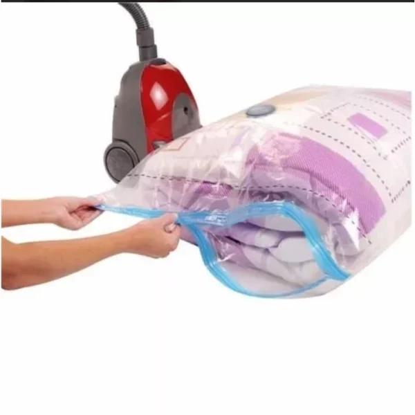Kit 3 Saco Organizador 70x110cm A Vácuo Armazenamento Para Viagem Reutilizavél Transparente Praticidade Nessesário Aspirador
