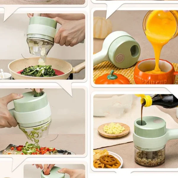Cortador Elétrico De Legumes 4 Em 1 Sem Fio Alho Com Carregamento USB Triturador Durável Ferramenta De Cozinha