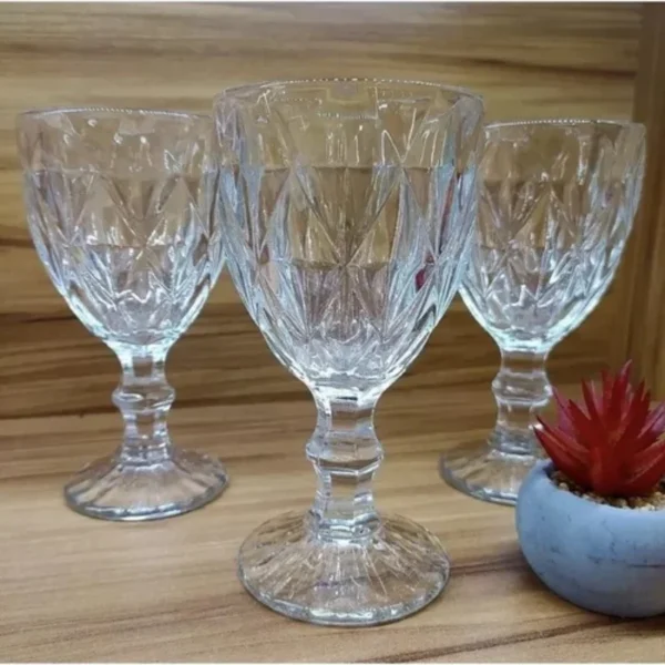 Jogo 6 Taças Vidro Diamond Transparente kit 6 Taças 340ml Vinho Reforçado - Image 2