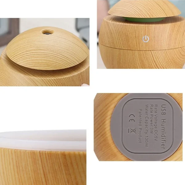 Umidificador Ar 130ml Difusor Ultrassônico Portátil Usb Led Purificador Aroma Mini Esfera - Image 6