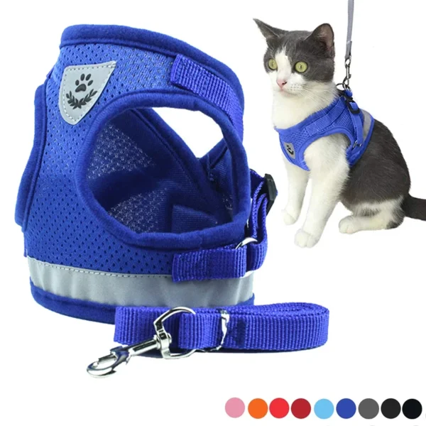 Peitoral Com Guia para Caes E Gatos Colete Regulavel Super Confortavel - Image 2