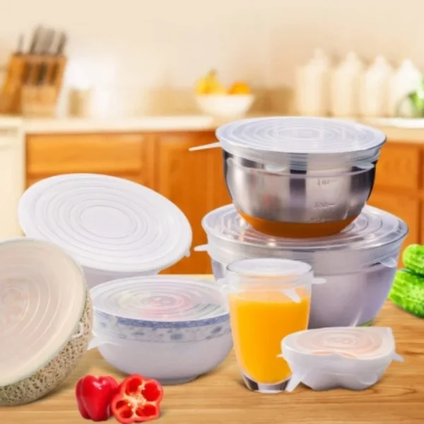 Tampa elástica flexível do silicone, Kitchen Pots Kit, Potes cônicos, Elastica, 6 tampas - Image 4