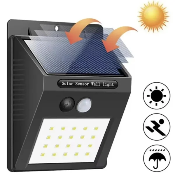 Luminária Solar Luz Led Com Sensor De Presença Automático 20led - Image 3