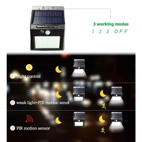 Luminária Solar Luz Led Com Sensor De Presença Automático 20led - Image 5