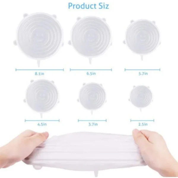Tampa elástica flexível do silicone, Kitchen Pots Kit, Potes cônicos, Elastica, 6 tampas - Image 6