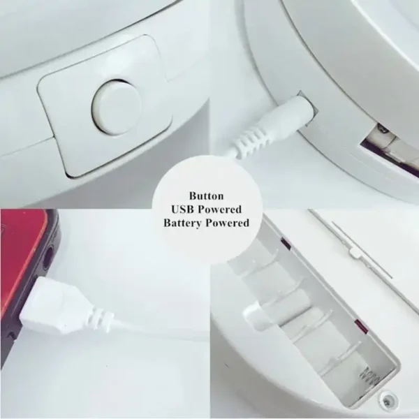 DAFUSHOP Espelho de mesa Luz Led Maquiagem Portátil Pilha USB Aumento até 10X - Image 2