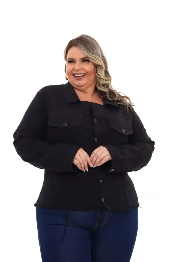 Jeans Preto Feminino Plus Size, Premium Casual Jeans - Image 5