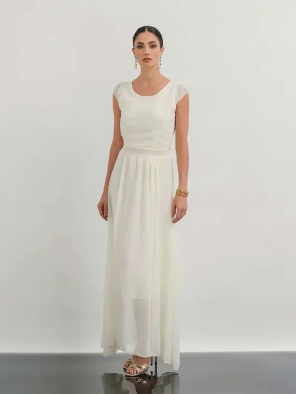 Vestido Longo Feminino Liso - Estilo Casual, Elegante e Versátil, perfeito para ocasiões especiais ou para um dia descontraído - Image 4