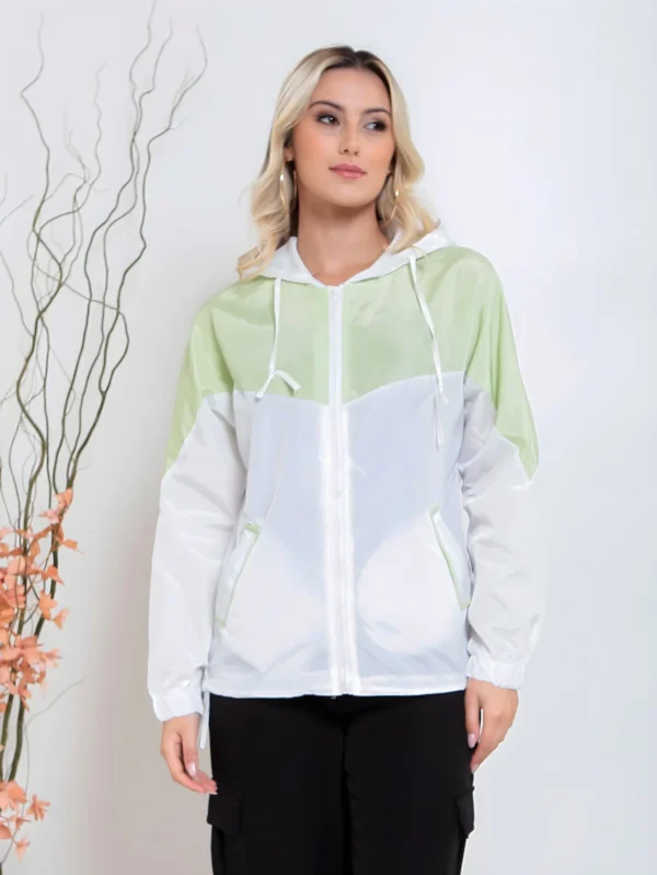 Bomber feminina Jaqueta feminina com capuz e bolso e ziper - Image 5