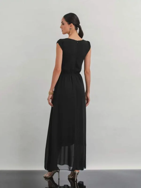 Vestido Longo Feminino Liso - Estilo Casual, Elegante e Versátil, perfeito para ocasiões especiais ou para um dia descontraído - Image 3