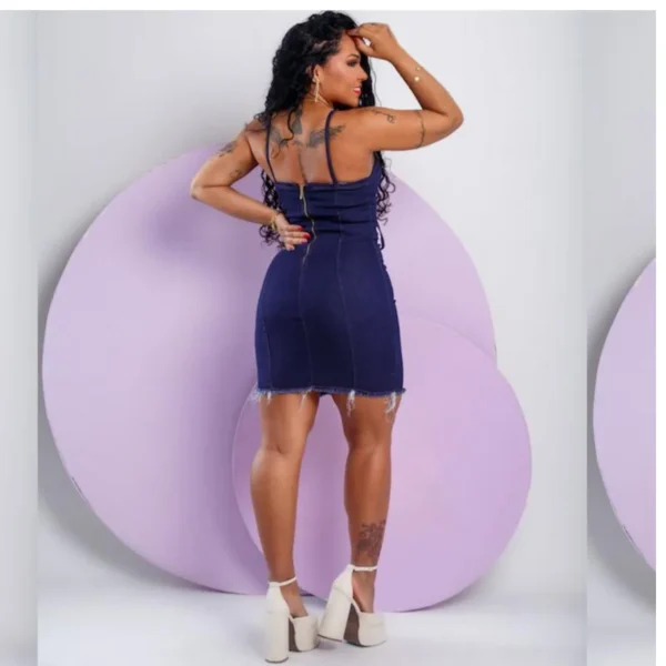 Vestido Jeans Feminino Com Elastano Vestido De festa Cor Escura jeans da moda Jeans Premium - Image 2
