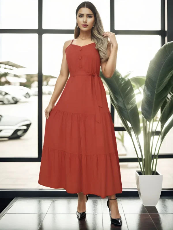 Vestido Longo Feminino com Alças Ajustáveis, Elegante para o Verão - Image 5