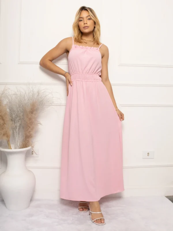 Vestido Longo com Busto Franzido e Alça Elegância Deslumbrante - Envio para Todo o Brasil | Várias Opções de Cores | VES-0013 - Image 2