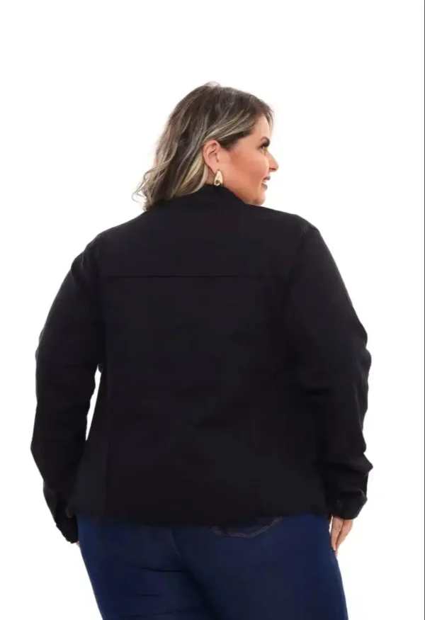 Jeans Preto Feminino Plus Size, Premium Casual Jeans - Image 2