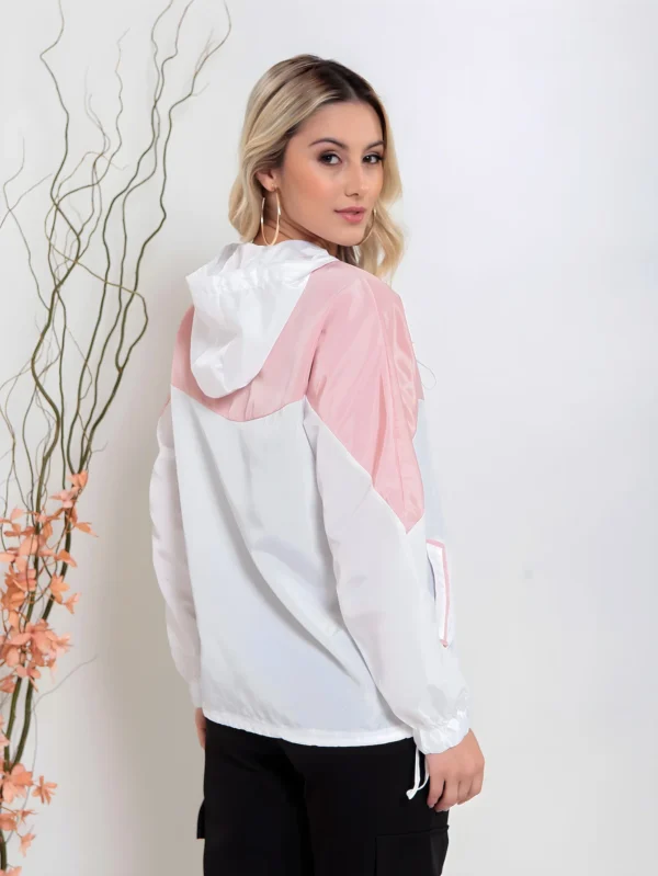 Bomber feminina Jaqueta feminina com capuz e bolso e ziper - Image 2