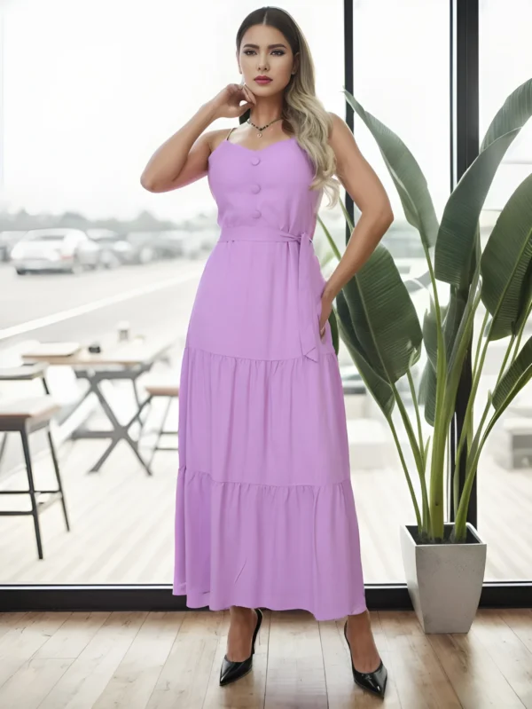 Vestido Longo Feminino com Alças Ajustáveis, Elegante para o Verão - Image 3