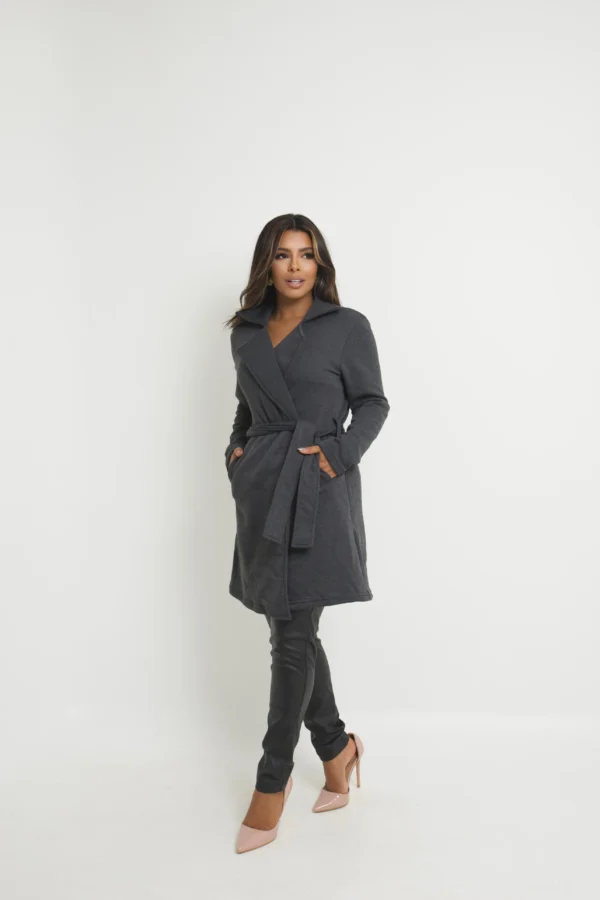 Sobretudo Longo Feminino Com Cinto Casaco De Frio Grosso - Image 6