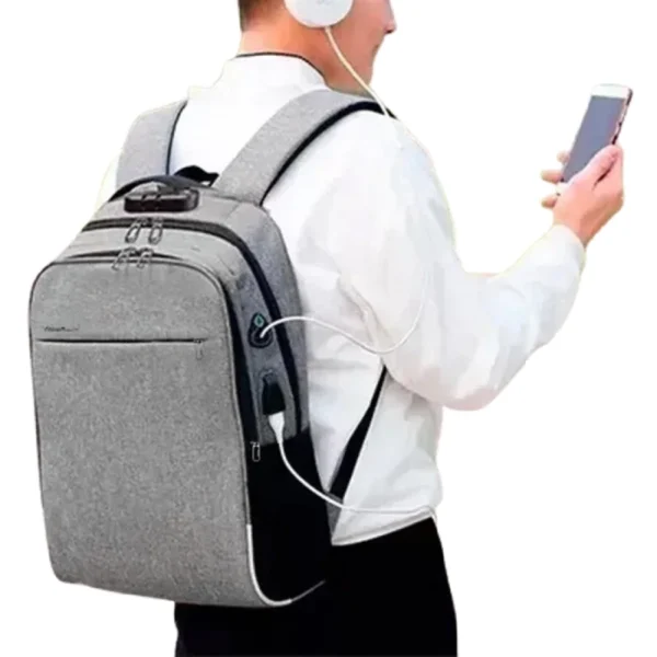 Mochila Notebook Yepp Unissex Senha Anti Furto Executiva 22 Litros USB Fone de Ouvido - Image 2