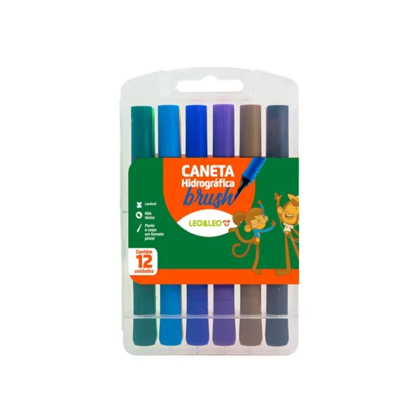 Kit 12 Caneta Brush Pen Hidrocor Lettering Pincel Leo - Image 2