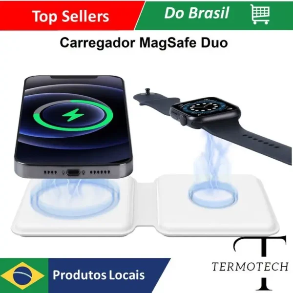 Carregador de carregador magsafe duo 20w sem fio por indústria 2 em 1
