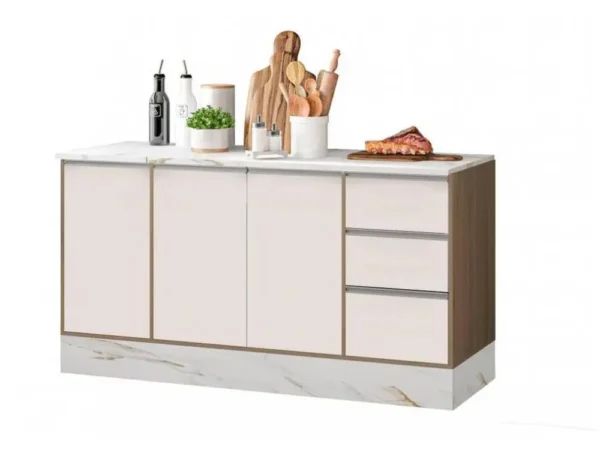 Cozinha Compacta Poliman Móveis Pisa com Balcão 8 Portas 2 Gavetas - Image 3