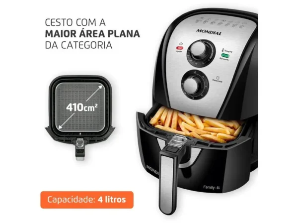 Fritadeira Elétrica sem Óleo/Air Fryer Mondial Family AFN-40-BI Preto 4L com Timer - 110V - Image 2