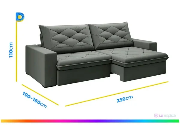 Sofá 4 Lugares Retrátil Reclinável Suede Veludo Premier Flexforma Estofados - Image 6
