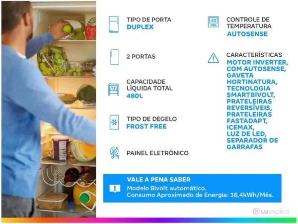 Geladeira Electrolux Frost Free Duplex Preta 480L Efficient IT70B B - Bivolt - Image 2