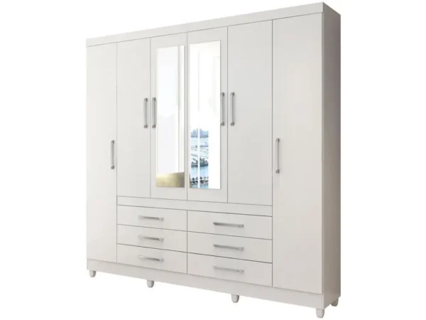 Guarda-roupa Casal com Espelho 6 Portas