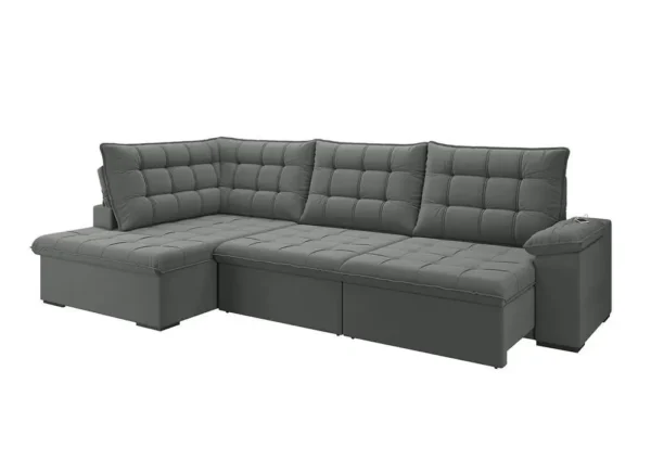 Sofá de Canto 6 Lugares Retrátil Reclinável Suede Veludo Dallas Flexforma Estofados - Image 2