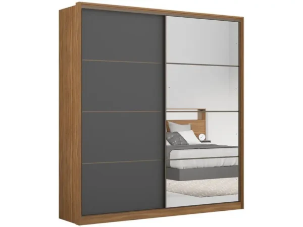 Guarda-roupa Casal 2 Portas de Correr 3 Gavetas