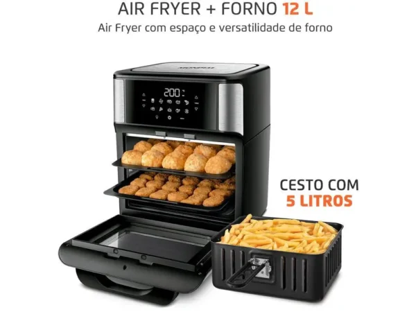 Fritadeira Elétrica sem Óleo/Air Fryer Mondial Forno Oven AFON-12L-BI Preta 12L - 220V - Image 3