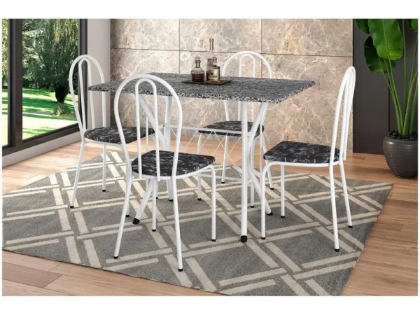 Mesa de Jantar 4 Cadeiras Retangular Branca