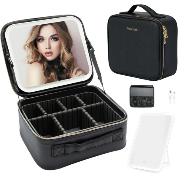 Kit Maleta Maquiagem completo Profissional Com Espelho e Luz Led - Image 2