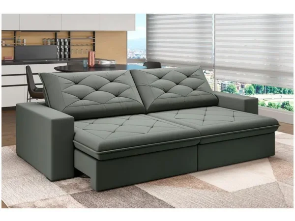 Sofá 4 Lugares Retrátil Reclinável Suede Veludo Premier Flexforma Estofados