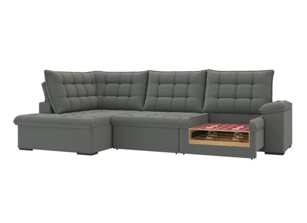 Sofá de Canto 6 Lugares Retrátil Reclinável Suede Veludo Dallas Flexforma Estofados - Image 4