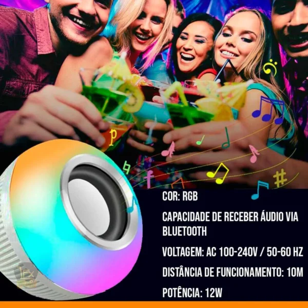 Lampada Luz Led Rgb Bluetooth Música Caixa Som Festa Musica - Image 2