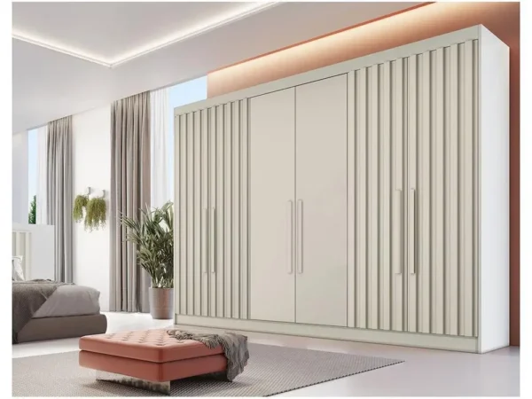 Guarda-roupa Casal 6 Portas 6 Gavetas Móveis Europa Ripado Potente