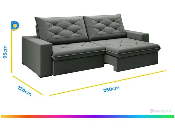 Sofá 4 Lugares Retrátil Reclinável Suede Veludo Premier Flexforma Estofados - Image 5