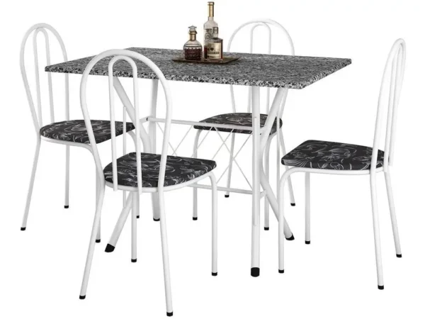 Mesa de Jantar 4 Cadeiras Retangular Branca - Image 3