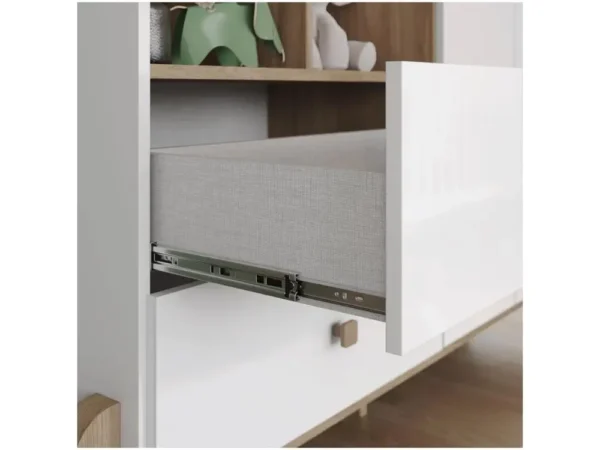 Quarto de Bebê Completo com Berço Cômoda e Guarda-roupa Henn Ternura Branco e Jequitibá - Image 6